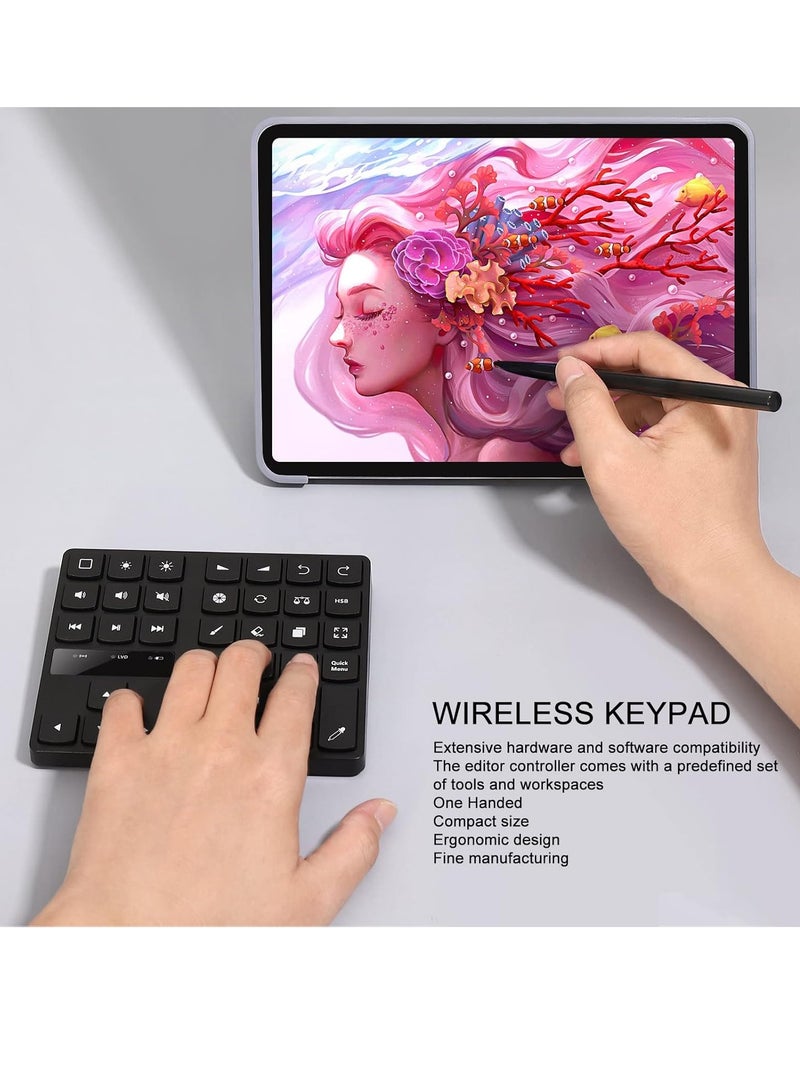 Cuifati Mini Keyboard for Procreate, Shortcut Drawing Keyboard 35 Keys, Graphics Tablet, Rechargeable Keyboard for Procreate for iOS for OS X