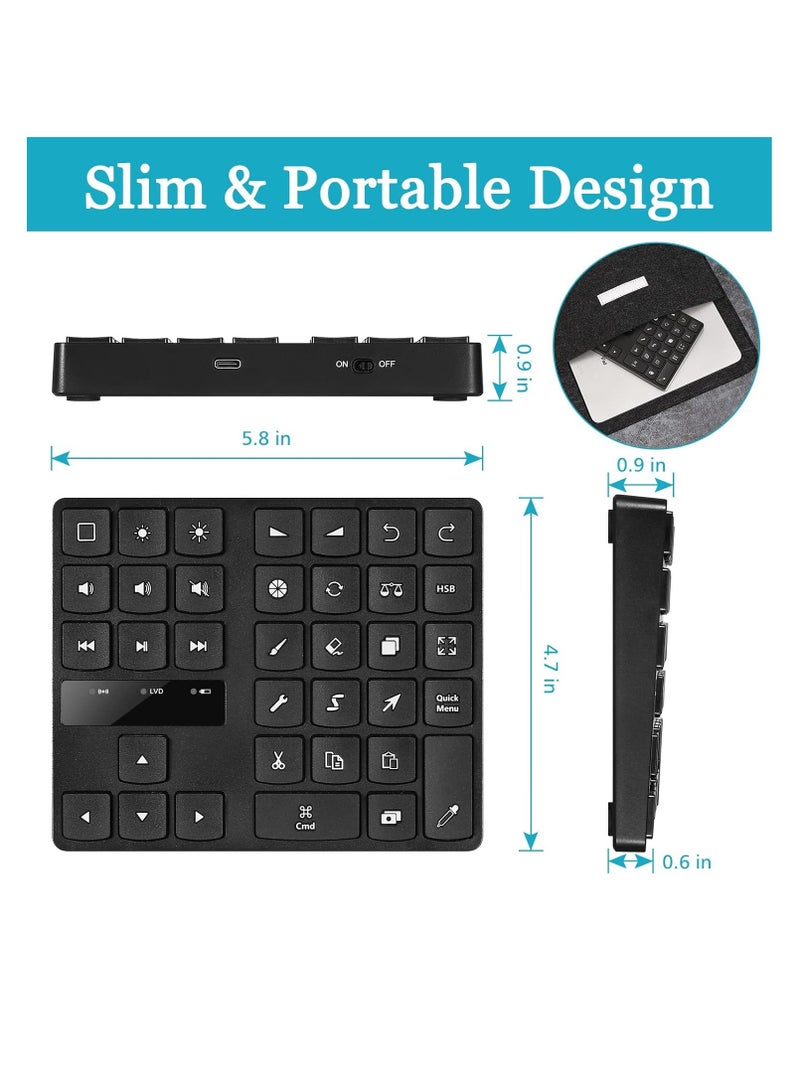 Cuifati Mini Keyboard for Procreate, Shortcut Drawing Keyboard 35 Keys, Graphics Tablet, Rechargeable Keyboard for Procreate for iOS for OS X