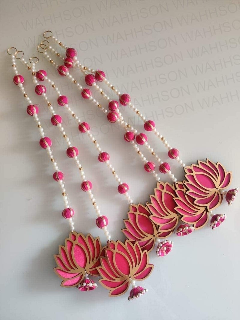 WAHHSON WAHHSON Home Lotus Hanging Pink Lotus Latkan Wall Hanging Jhumka Gift Decorative Showpiece for Diwali Ganesh Chaturthi Pooja Home Wall Decor Temple Wedding Stage Decoration Pack of 6 