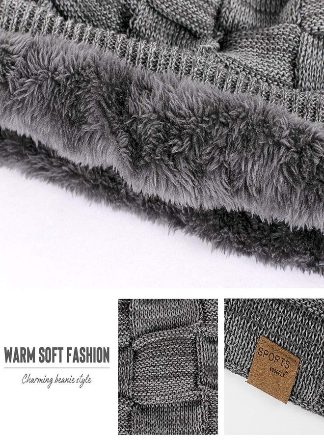 Vgogfly Slouchy Beanie for Men Winter Hats for Guys Cool Beanies Mens Lined Knit Warm Thick Skully Stocking Binie Hat Black/Dark Grey - Image 5