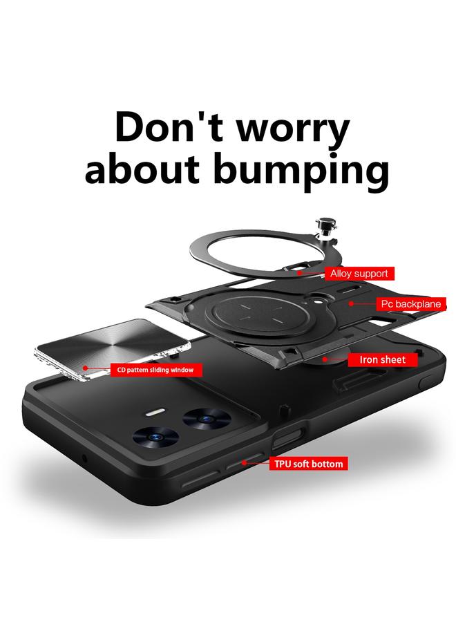 اس-توب جراب لهاتف Realme C55 4G CD Texture Camshield حامل مغناطيسي للهاتف - Image 3