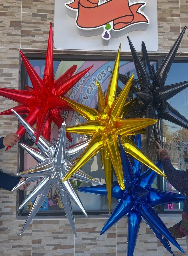 BBPOOL 6 Pcs Red Star Balloons,22 Inch Red Starburst Balloons Star Foil Mylar Balloons for Birthday Party Wedding Christmas Anniversary Graduation Decorations - Image 3