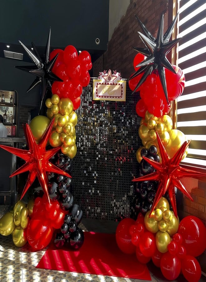 BBPOOL 6 Pcs Red Star Balloons,22 Inch Red Starburst Balloons Star Foil Mylar Balloons for Birthday Party Wedding Christmas Anniversary Graduation Decorations - Image 4