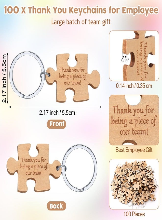 Ecation Team Christmas Employee Gifts Wooden Puzzle Keychain Bulk with Thank You Card Inspirational Appreciation Gifts(100 Sets) - Image 2