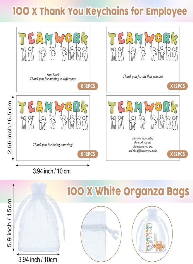 Ecation Team Christmas Employee Gifts Wooden Puzzle Keychain Bulk with Thank You Card Inspirational Appreciation Gifts(100 Sets) - Image 3