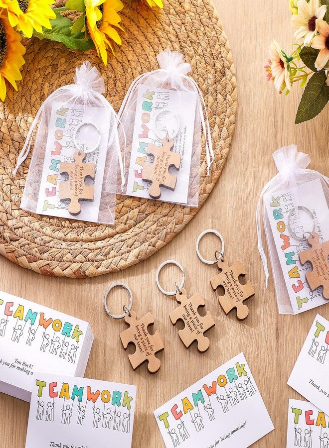 Ecation Team Christmas Employee Gifts Wooden Puzzle Keychain Bulk with Thank You Card Inspirational Appreciation Gifts(100 Sets) - Image 5