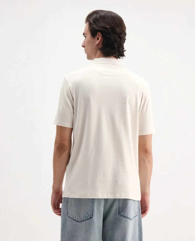 Rare Rabbit Men's Zip Closure Regular Fit Polo