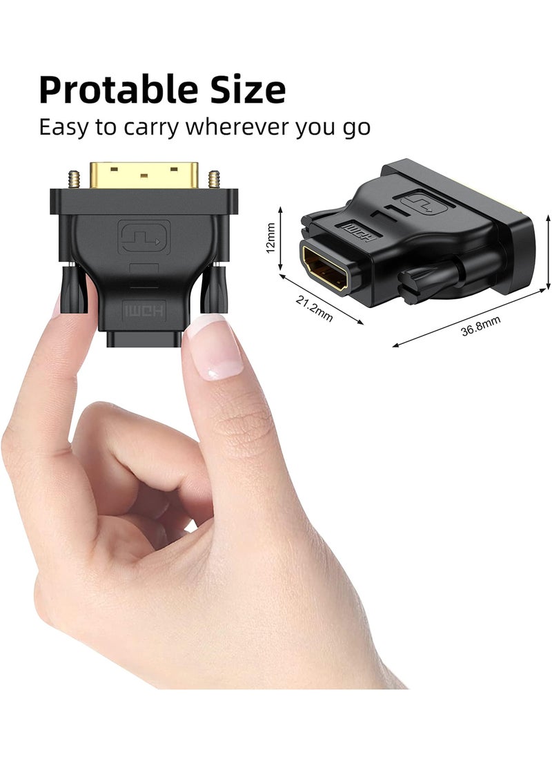 إيروريكس محول DVI إلى HDMI 2 حزمة، محول HDMI أنثى ثنائي الاتجاه إلى DVI-D(24+1) ذكر مع مطلي بالذهب للكمبيوتر والشاشة وجهاز العرض والمزيد، يدعم إيثرنت 4K ARC ثلاثي الأبعاد  - Image 3
