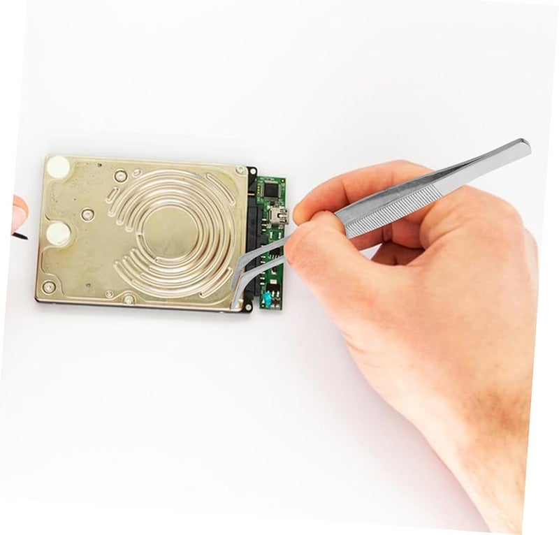 Operitacx 4Pcs Stainless Steel Anti Static Tweezers Angled Tip for Electronics Repair Jewelry - Image 5