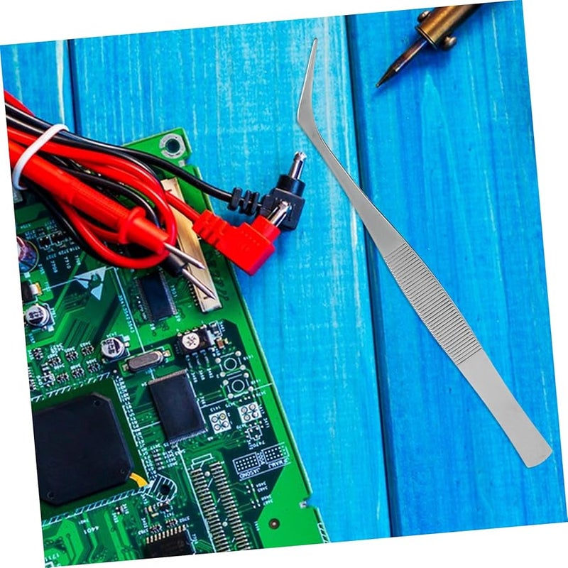 Operitacx 4Pcs Stainless Steel Anti Static Tweezers Angled Tip for Electronics Repair Jewelry - Image 4