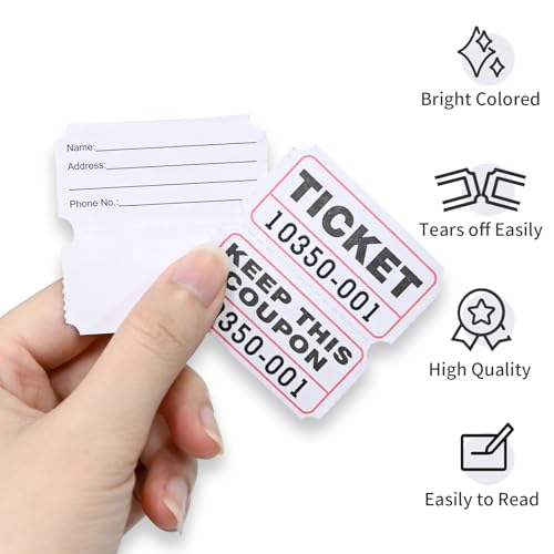 L LIKED White Raffle Tickets Double Rolls with consecutively Numbered 50/50 Stub Raffle Tickets for Events, Entry, Class Reward and More-1000 Tickets/Roll - Image 4