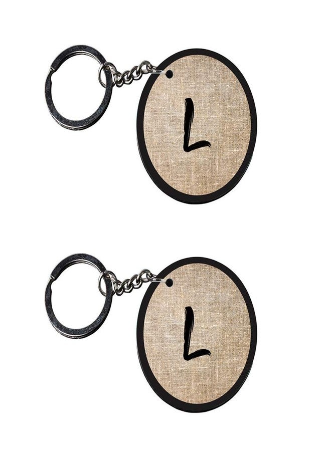 Anuman007 | Alphabet L keychain | f keychain Printed Wooden Keychains | Circle Shape Set of 2 keyrings 2x2 inch - Image 2