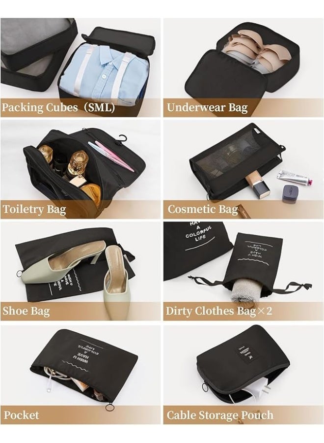 Magic Park 11 Set Packing Cubes for Suitcases Travel Organizer Bags Set Waterproof Clothes Organizer for Travel Accessories , Black - Image 4