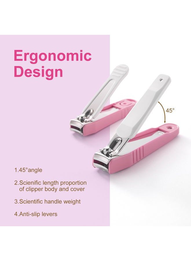 PAFASON Ultra Sharp Nail Clipper Set, 3 Pack Fingernail and Toenail Trimmer Cutter, Stainless Steel, Curved Blade, Sturdy, Nail Catcher, Nail Files for Men and Women - Image 3