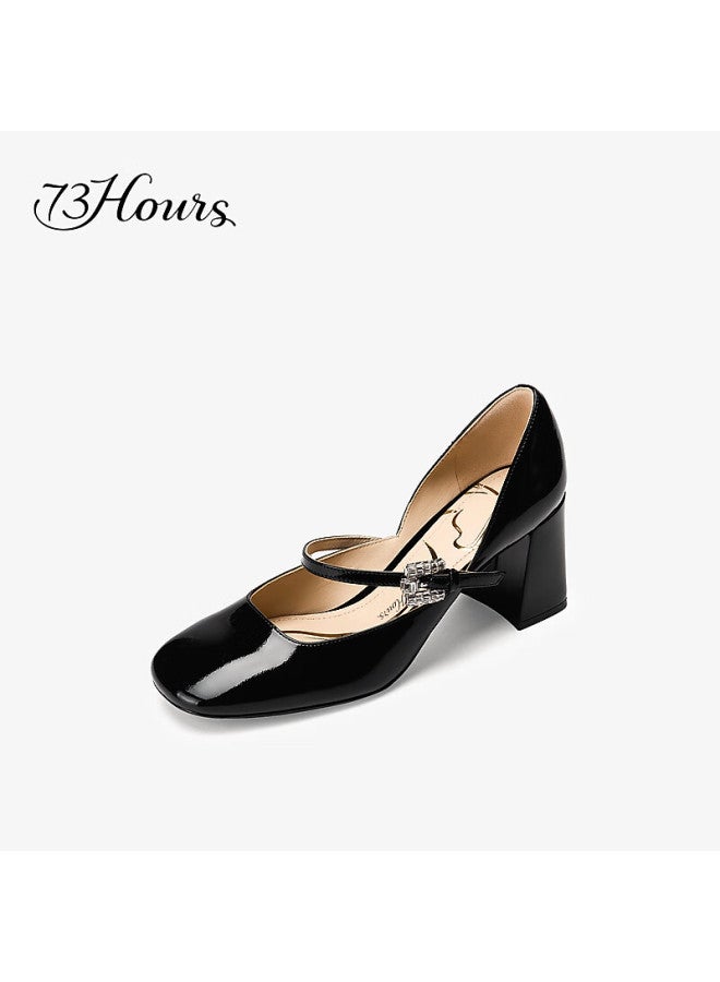 73hours Women's Shoes Love Novel Spring New Round Toe High Heel Solid Color Mary Jane Small Leather Shoes - Image 4