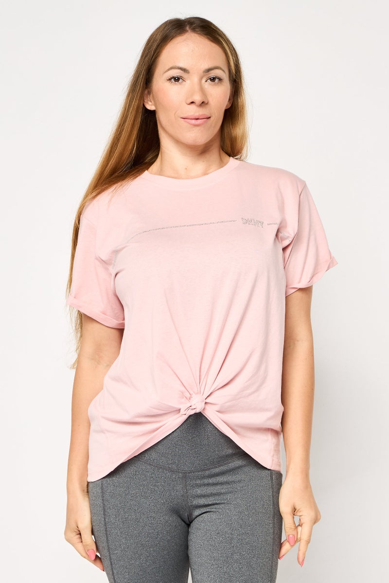 DKNY Women Sportswear Fit Short Sleeves Outdoor Top, Dusty Pink - Image 1
