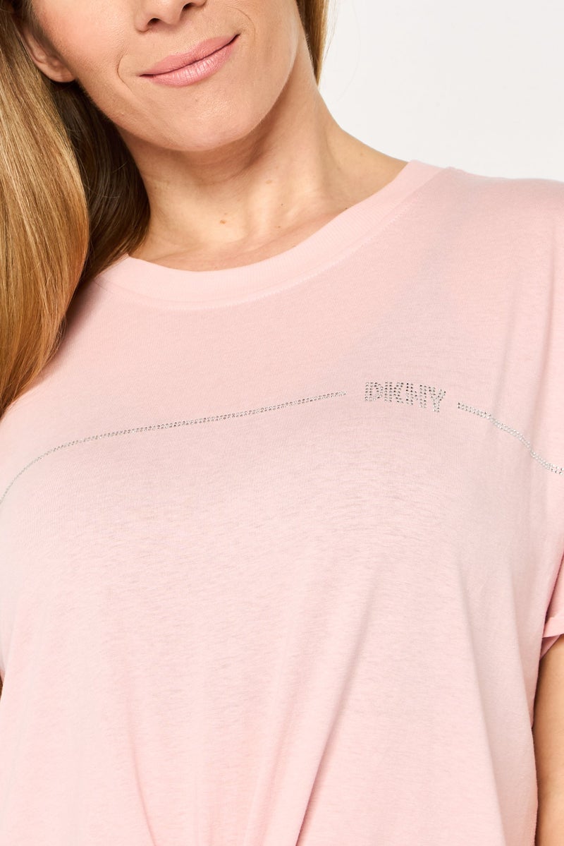 DKNY Women Sportswear Fit Short Sleeves Outdoor Top, Dusty Pink - Image 3