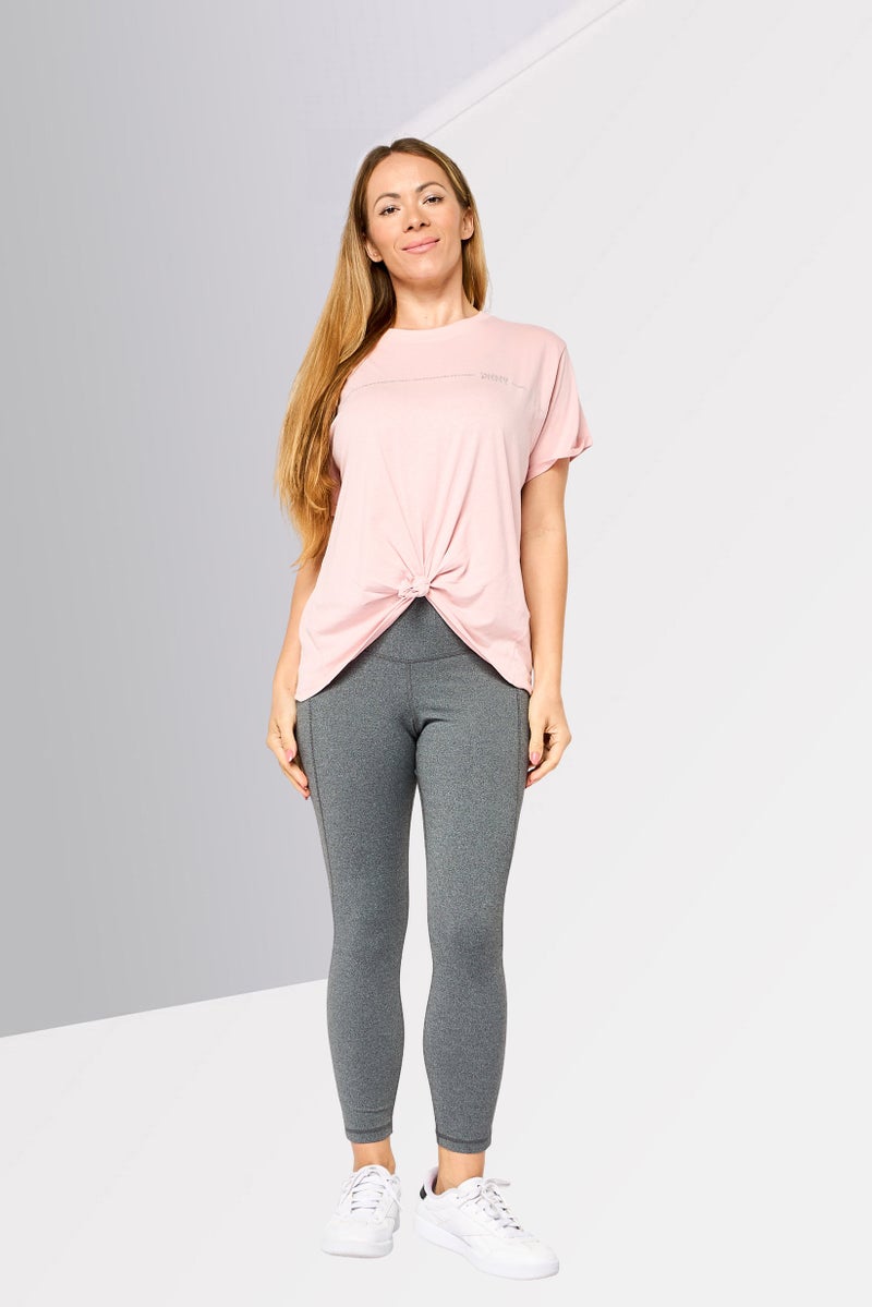 DKNY Women Sportswear Fit Short Sleeves Outdoor Top, Dusty Pink - Image 4