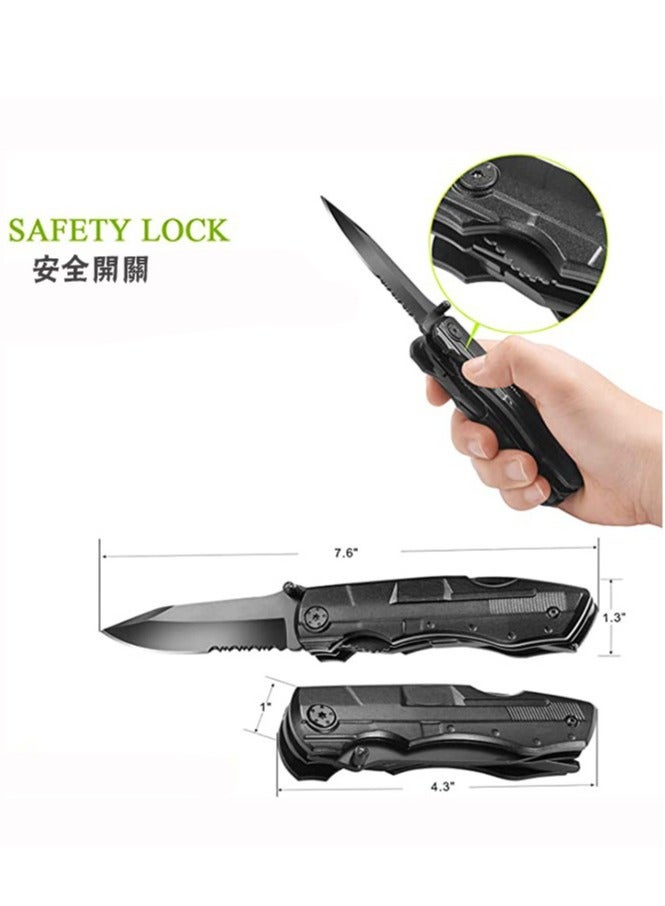 سكين جيب من الستانلس ستيل للرجال والنساء من اي وينر مع كماشة/مفكات براغي وفتاحة زجاجات أسود - Image 5