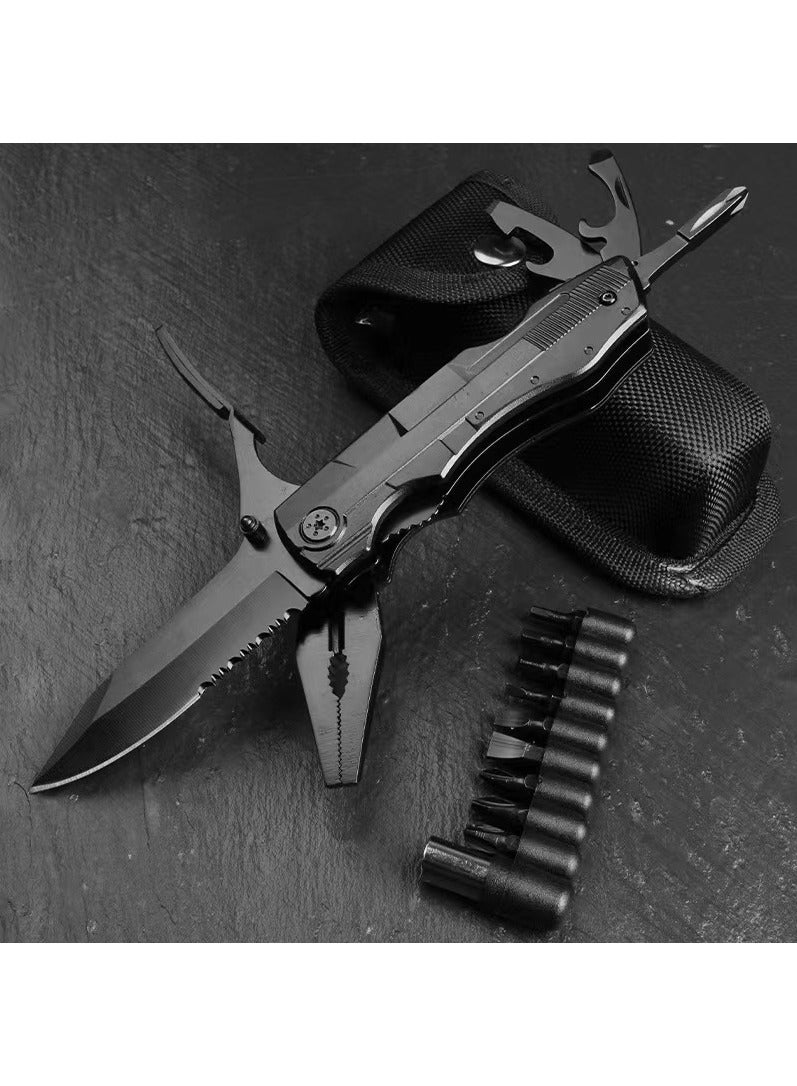 سكين جيب من الستانلس ستيل للرجال والنساء من اي وينر مع كماشة/مفكات براغي وفتاحة زجاجات أسود - Image 2