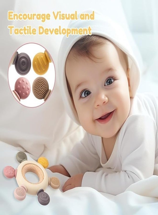 lizepto Baby Toy - 2 in 1 Teether for Infants | Silicone & Neem Wood Teether | BPA Free, Soft, Safe & Non-Toxic Chewing Toy for Babies | Natural Soothing Relief (Pack of 1 Random Color) - Image 4