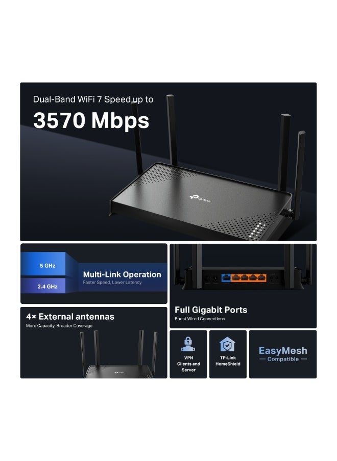 تي بي-لينك تي آي - ارشر بى اى220 (الاسم الداخلي BE3600) هو جهاز توجيه Wi-Fi 7 ثنائي النطاق للمبتدئين يوفر أداءً قويًا دون استنزاف محفظتك. - Image 1