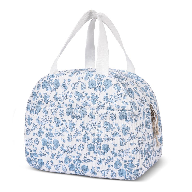Lunch Box for WomenCute Quilted Lunch Tote BagReusable Insulated Lunch BoxLarge Capacity Cooler Bag with Compartments for Work Picnics or Travelling