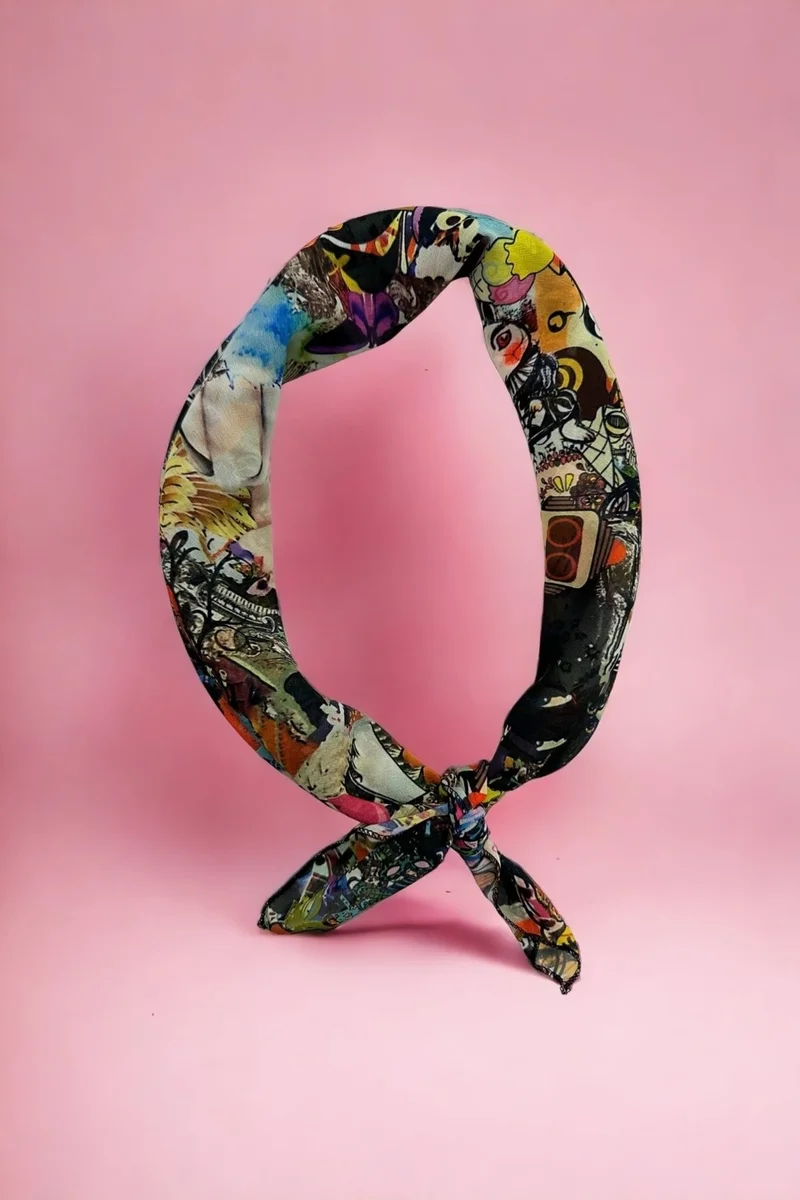 بيستور Vintage Retro Patterned Bandana Scarf New Season Hair Accessory