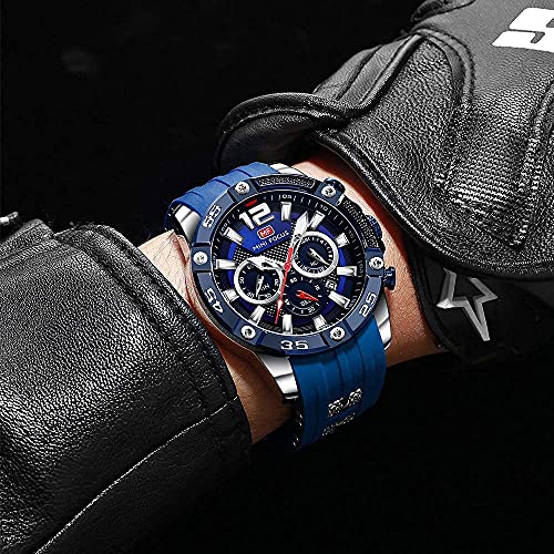 MF MINI FOCUS Men Watch, Chronograph Waterproof Sport Analog Quartz Watches Red Silicon Strap Fashion Wristwatch for Men - Image 3
