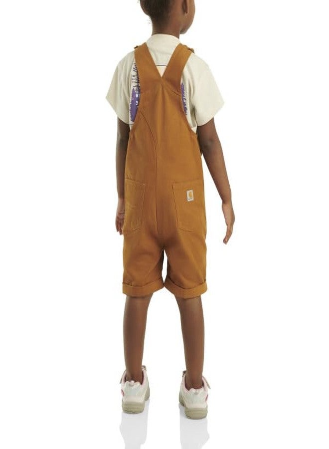 Carhartt Baby Girls' Ruffle Front Overall Shorts Canvas Shortalls, Carhartt Brown, 2T - Image 3