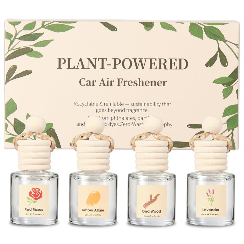 Vietora EudLuxury Car Air Freshener 4Pack Hanging Essential Oil Car Diffuser for Rearview Mirror Long Lasting Aesthetic Auto Decor Accessories Lavender Rose Oud Wood Amber - Image 3