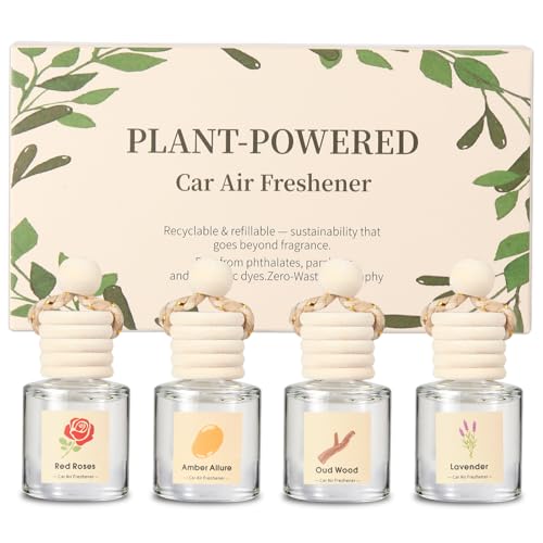 Vietora EudLuxury Car Air Freshener 4Pack Hanging Essential Oil Car Diffuser for Rearview Mirror Long Lasting Aesthetic Auto Decor Accessories Lavender Rose Oud Wood Amber - Image 1
