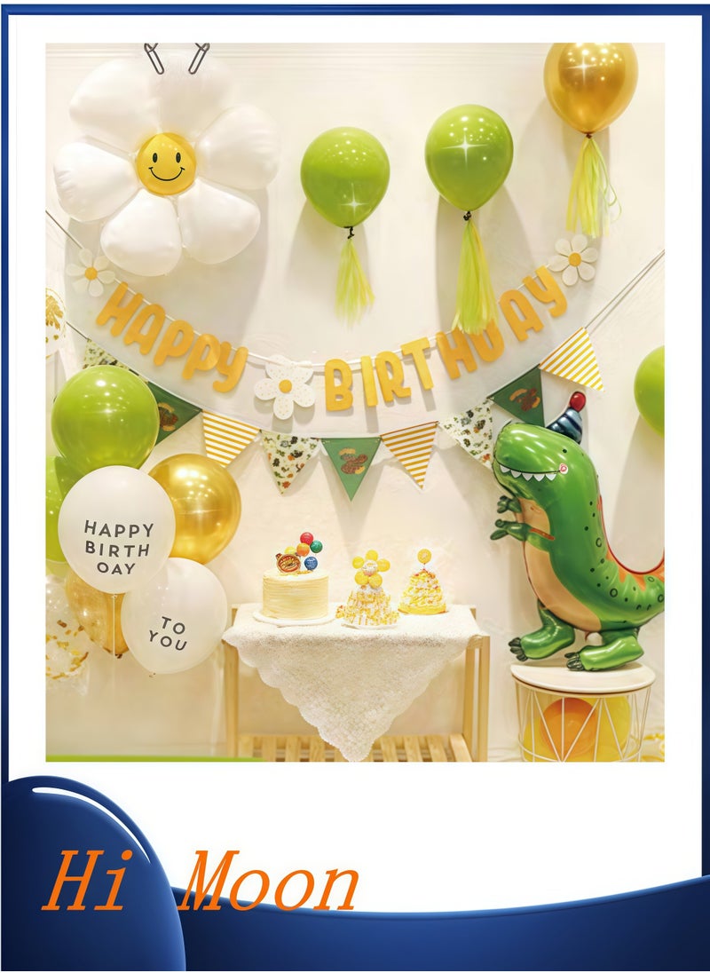 Hi Moon Dinosaur Theme Birthday Decorations for Adult and Kids Happy Birthday Party Decorations Happy Birthday Banner and Balloon Birthday Balloon Letters  - Image 1