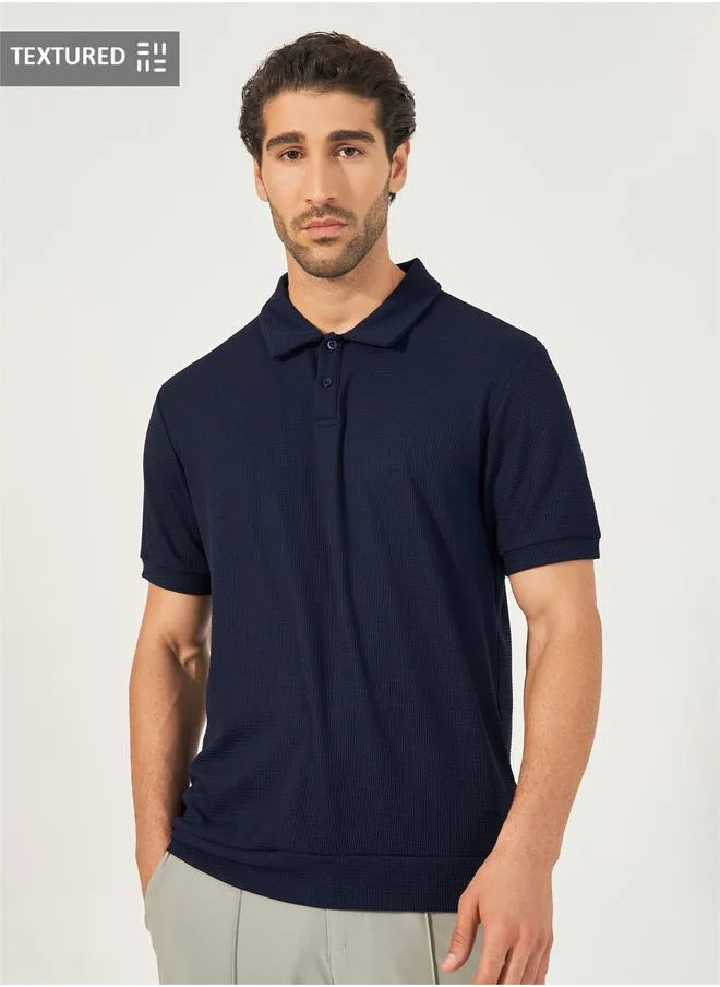 Styli Textured Waffle Knit Relaxed Fit Polo