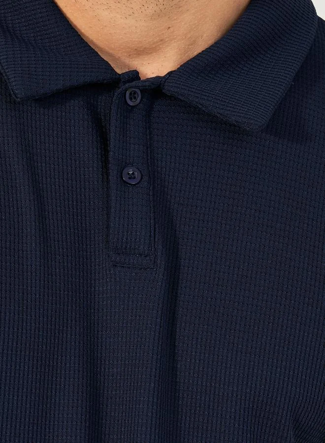 Styli Textured Waffle Knit Relaxed Fit Polo