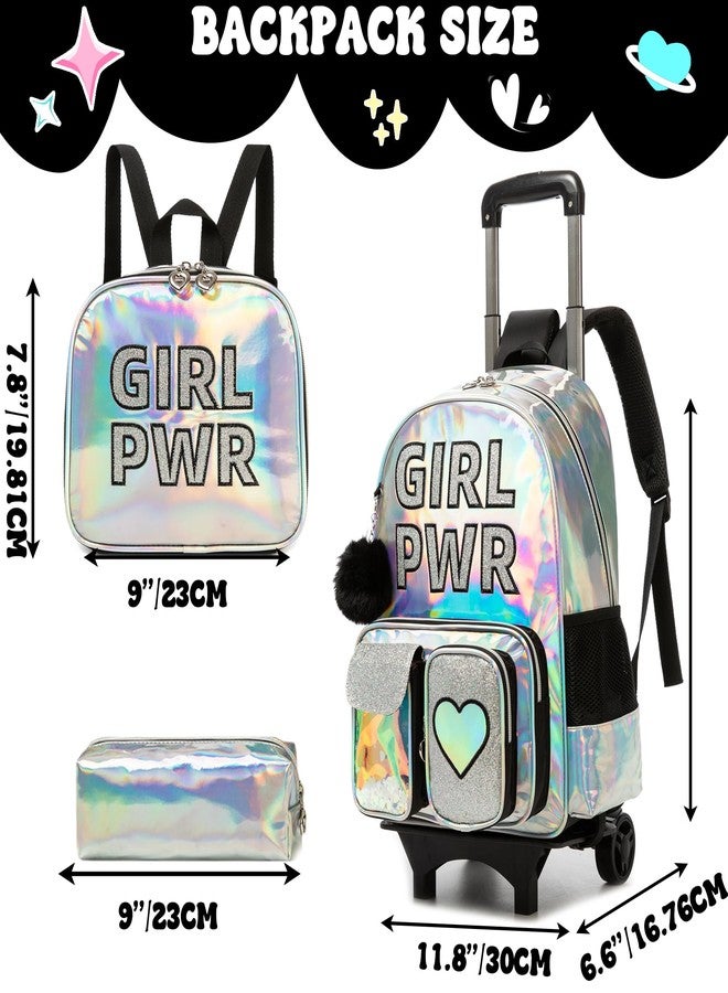 Meetbelify Multi Pocket Rolling Backpack for Girls Backpack with Wheels for Elementary Student, Black 02 - Image 2