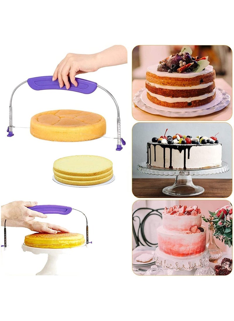 BAKING SET Baking Set Adjustable Bread Pizza Cake Slicer Cutter and Wire Leveler Stainless Steel Tool Multicolour  - Image 2