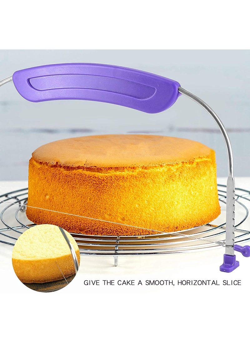 BAKING SET Baking Set Adjustable Bread Pizza Cake Slicer Cutter and Wire Leveler Stainless Steel Tool Multicolour  - Image 4