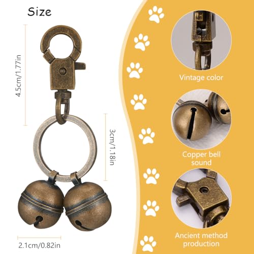 Qpets® Adjustable Dog Collar Charm with Safety Bell, Stylish Pet Birthday Gift Vintage Metal Brass Pet Accessory with Quick-Release Buckle & Anti-Lost Keychain for Dogs - Image 2