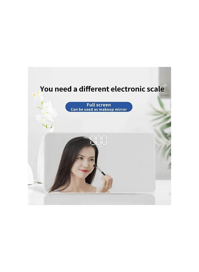 promass Mini Travel Bathroom Scale LCD Hidden Screen USB Charging Mirror Scales Body Digital Weight Scale for Body Weight Room Temperature Measurable- Black - Image 4