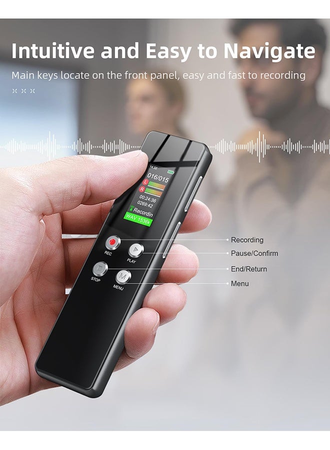XiuWoo 128GB Digital Voice Recorder for Lectures Meetings 1536Kbps Voice Activated Recording Device Audio Recorder with Playback, Password - Image 5