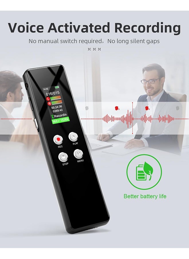 XiuWoo 128GB Digital Voice Recorder for Lectures Meetings 1536Kbps Voice Activated Recording Device Audio Recorder with Playback, Password - Image 1