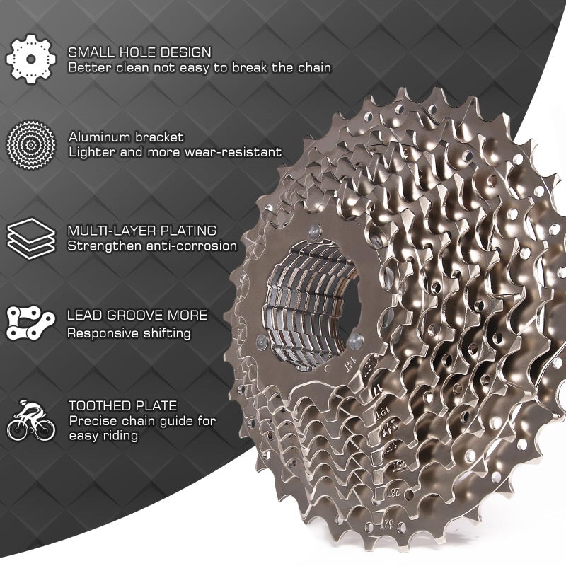 BUCKLOS 8/9/10/11/12 Speed Cassette Ultra-Light 11-25/28/32/34/36/40/42/46/50/52T Bike Cassette Fit Mountain Bike/Road Bike/XC/DH/AM,Compatible with Shimano Sram HG Hub Driverâ€¦ - Image 2