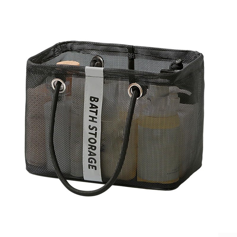 Large Black Foldable Mesh Toiletry Bag With Handles For Travel Camping Gym Quick Drainage - Image 2