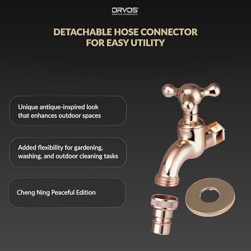Orvos Water Tap, Monarch, Peaceful Edition, Full Brass Faucet, Royal Golden Color, for Gardens, Watering Plants, and Outdoor Washing Machines - Image 3
