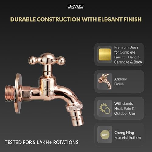 Orvos Water Tap, Monarch, Peaceful Edition, Full Brass Faucet, Royal Golden Color, for Gardens, Watering Plants, and Outdoor Washing Machines - Image 2