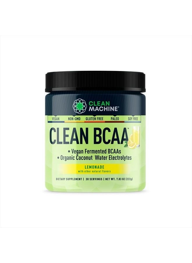 Clean Machine - Clean BCAA - 2:1:1 Food Sourced Vegan BCAAs Powder & Coconut Water Electrolytes Recovery & Amino Energy Supplement - Award Winning Vegan Amino Acid Supplement - Lemonade - 222g - Image 1