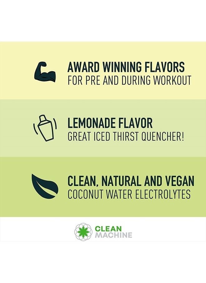 Clean Machine - Clean BCAA - 2:1:1 Food Sourced Vegan BCAAs Powder & Coconut Water Electrolytes Recovery & Amino Energy Supplement - Award Winning Vegan Amino Acid Supplement - Lemonade - 222g - Image 1