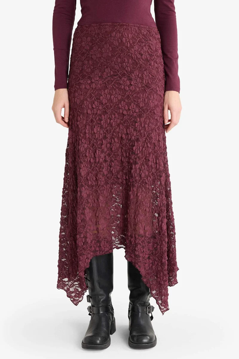 ديفاكتو A Line Lace Normal Waist Midi Knitted Skirt