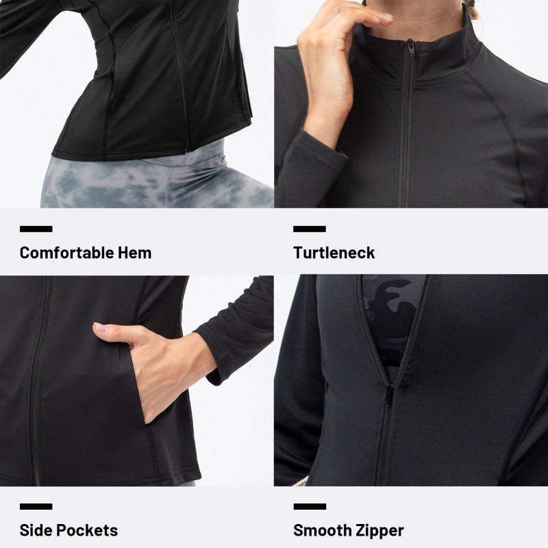 Full Length Jacket: Burgundy Small, Lightweight Soft Polyester Spandex Fabric, Slim Fit Waist-shaping, Breathable Quick-dry Stretchy, 4 Pockets Turtleneck - Functional Patchwork Design Active Sporty J - Image 5